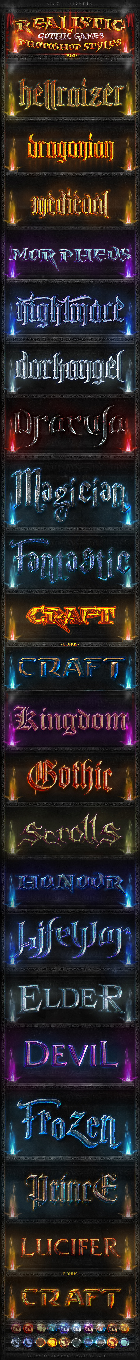 Realistic Gothic Games PS Styles Pack 1 - Text Effects Styles