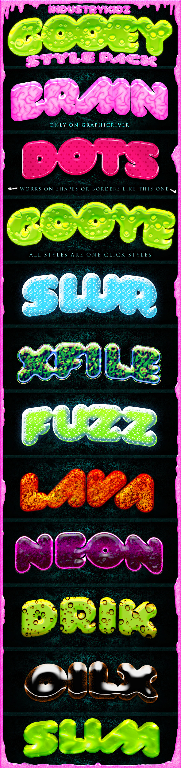 Slime Gooey Photoshop Layer Styles - Text Effects Styles