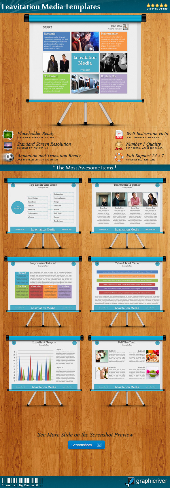 Leavitation Media Presentation Templates - Creative PowerPoint Templates