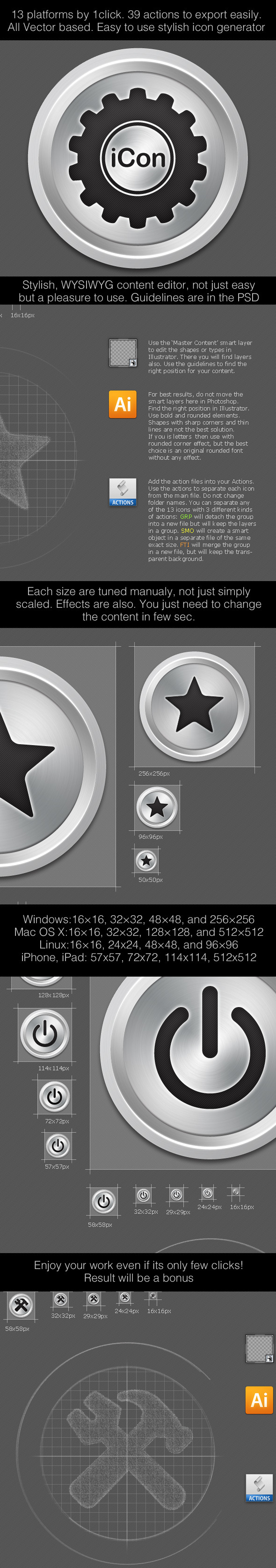 iCon13 Icon Generator for 13 Standard Sizes & OS - Utilities Actions