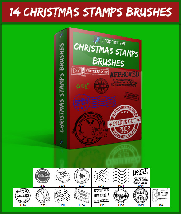 14 Christmas Stamps Brushes - Grunge Brushes