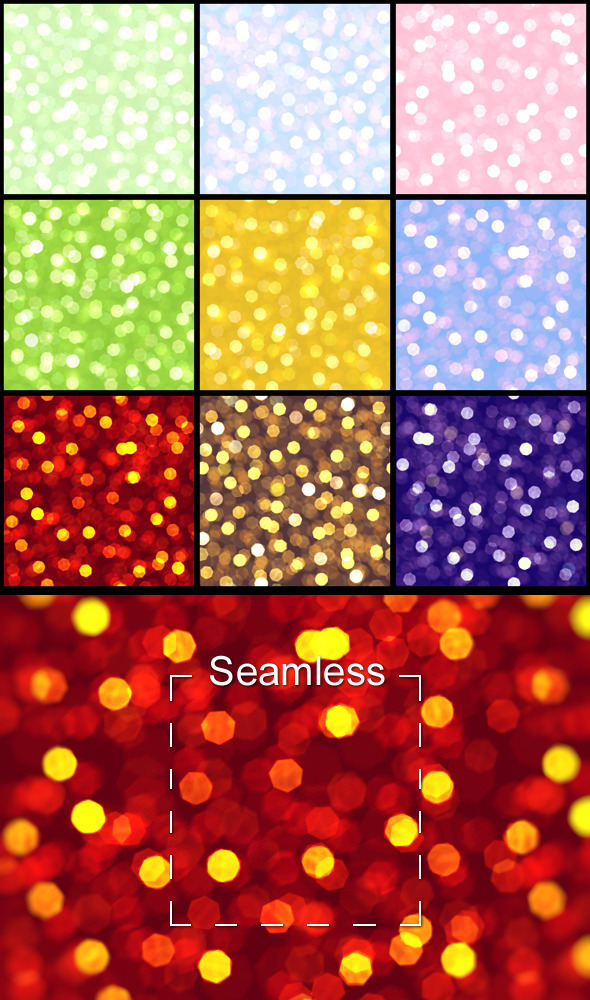 Nine Abstract Seamless Bokeh Backgrounds Set 2 - Abstract Textures / Fills / Patterns