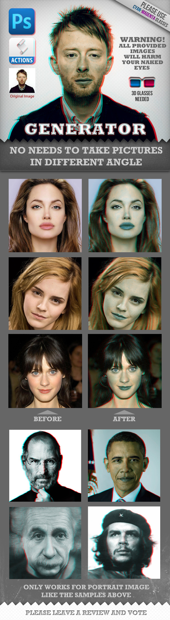 Anaglyph 3D Face Generator (Real Works) - Utilities Actions