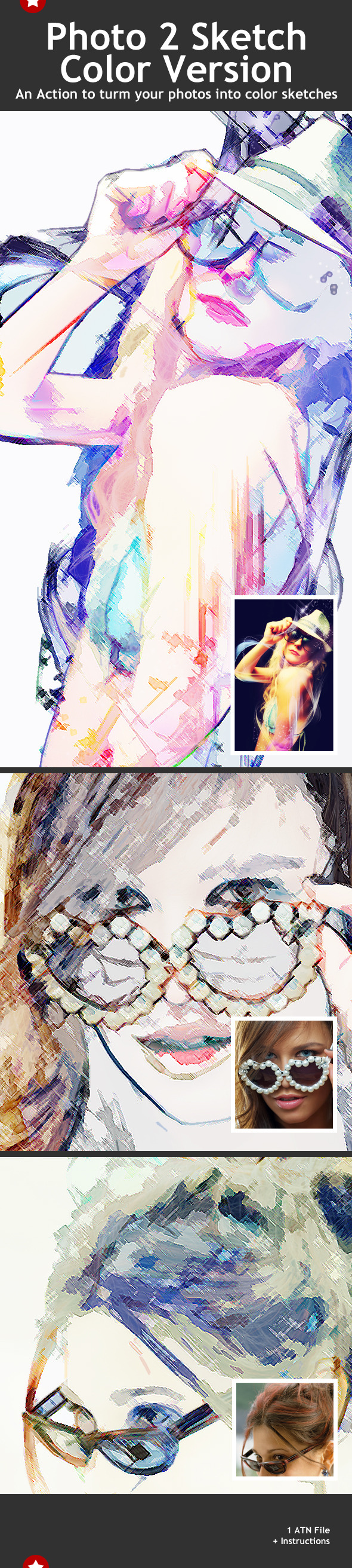 Photo 2 Color Sketch Action - Photo Effects Actions