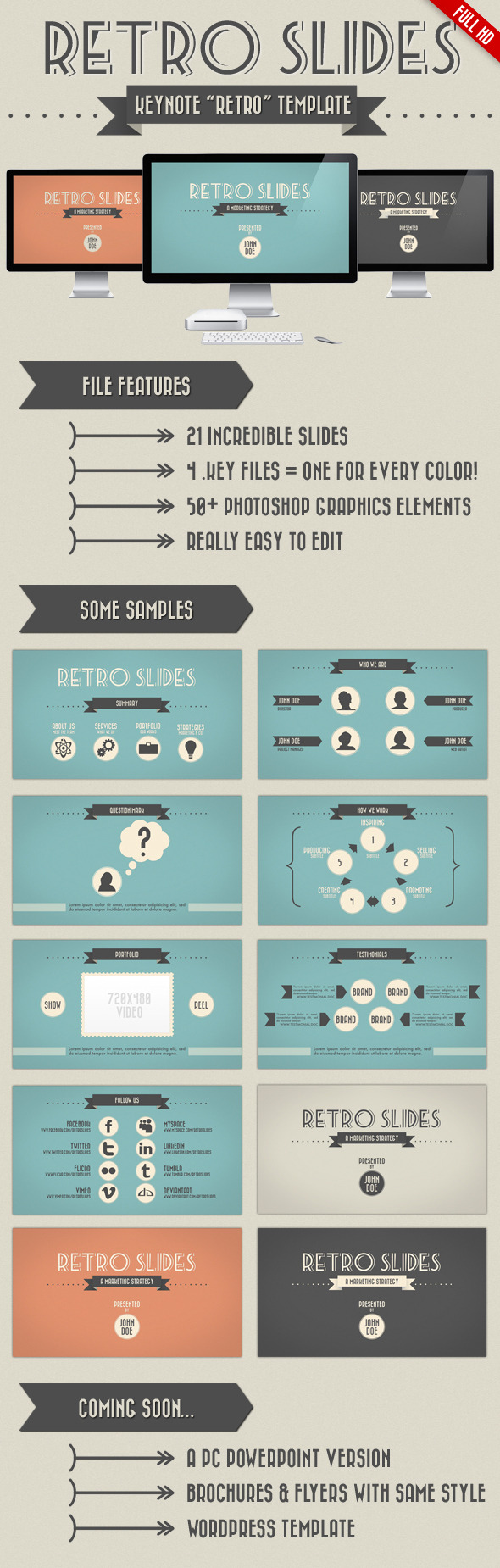 Retro Slides - Keynote Template (Full HD) - Creative Keynote Templates