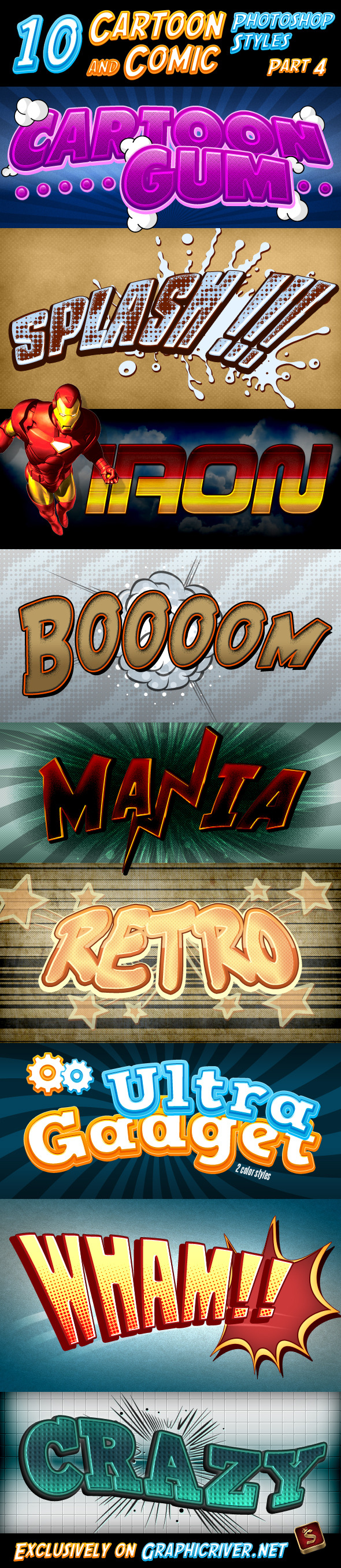 Cartoon and Comic Book Styles - Part 4 - Text Effects Styles