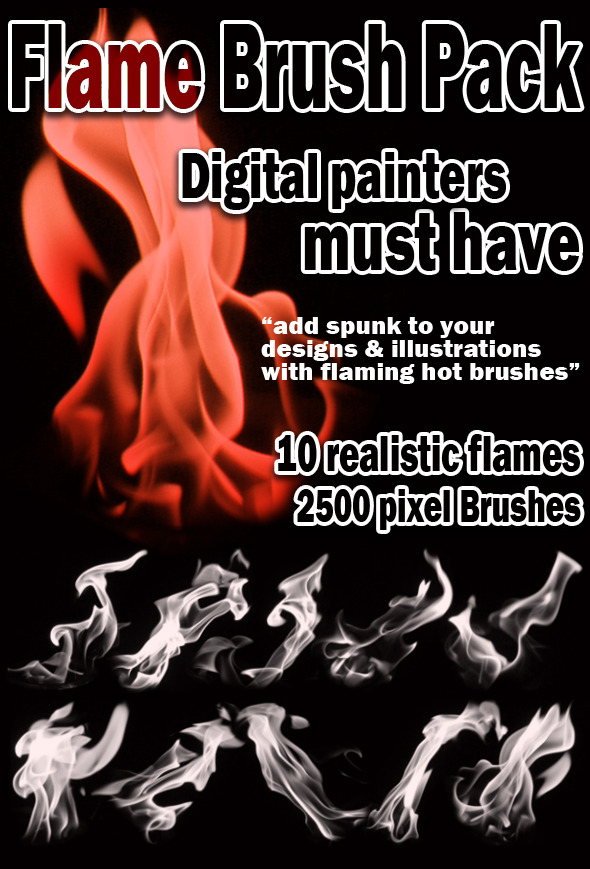 Realistic Flame Brush Set - Flourishes Brushes