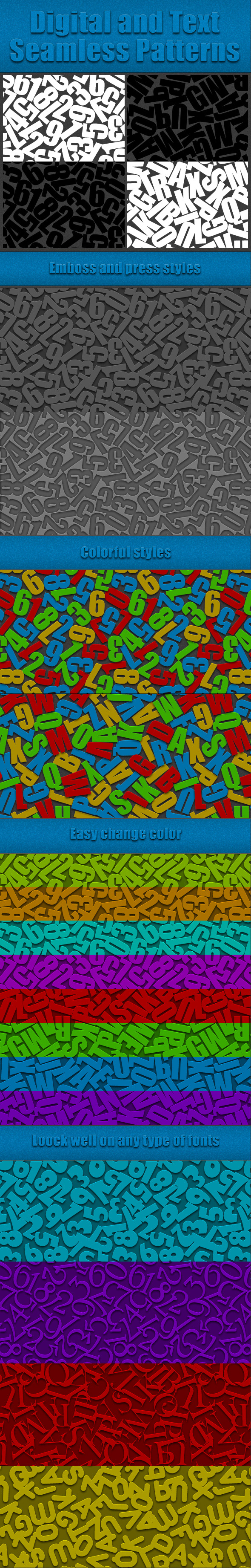 Digital and Text  Seamless Patterns 