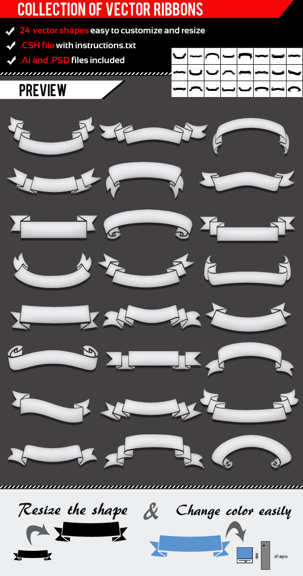 Collection Of Ribbons - Miscellaneous Shapes