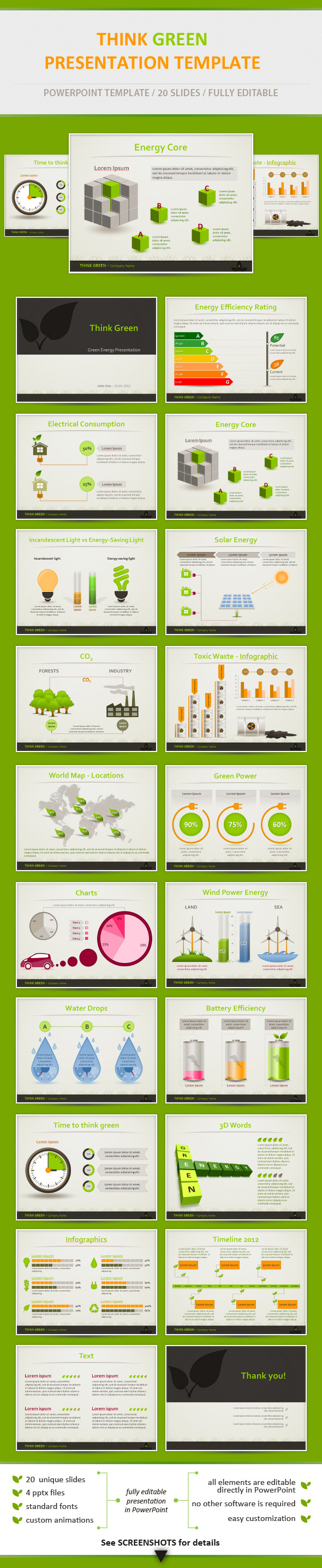 Think Green - Eco Friendly Presentation Template - PowerPoint Templates Presentation Templates