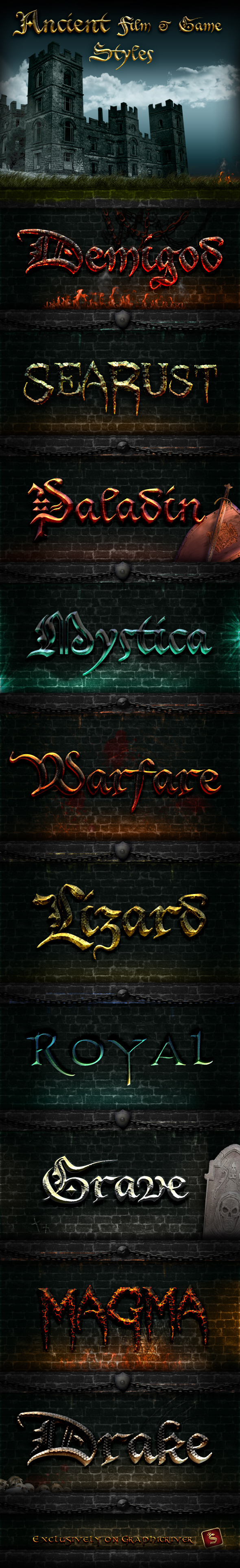 Ancient Film and Game Styles - Text Effects Styles