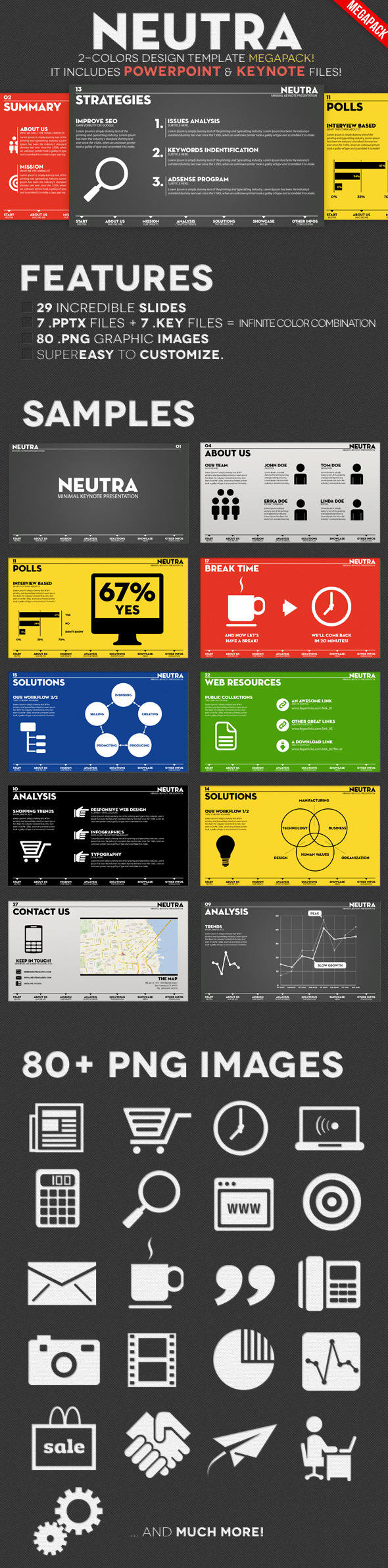 Neutra - Two Colors PowerPoint & Keynote Pack - Presentation Templates