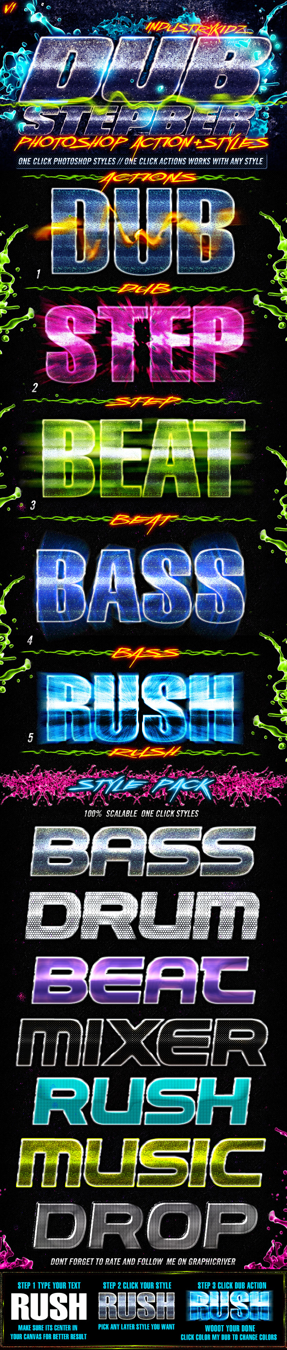 Dubstep Photoshop Actions & Styles - Text Effects Styles