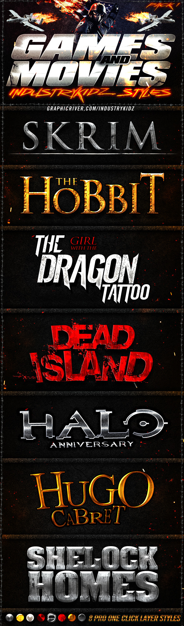 Game and Movies Photoshop Styles - Text Effects Styles