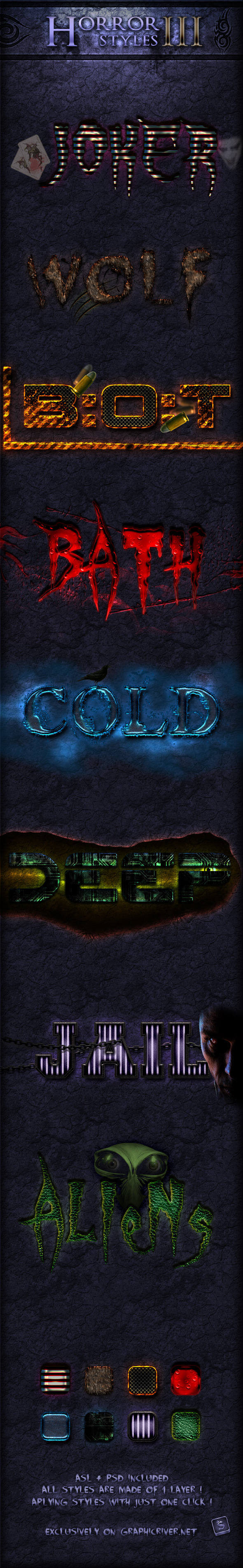 Horror Photoshop Styles - Part 3 - Text Effects Styles