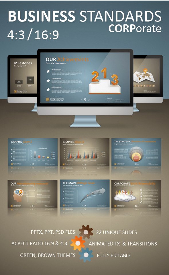 "Business Standards: Corporate Presentation" - Business PowerPoint Templates