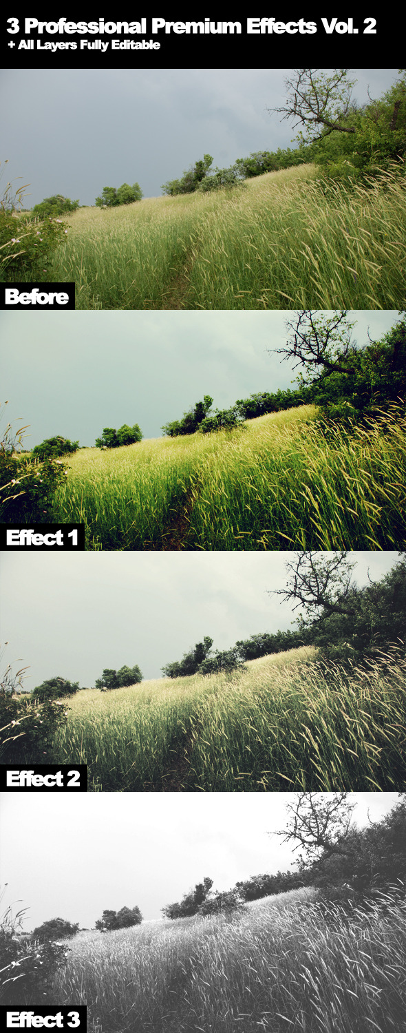 3 Professional Premium Effects Vol. 2 - Photo Effects Actions