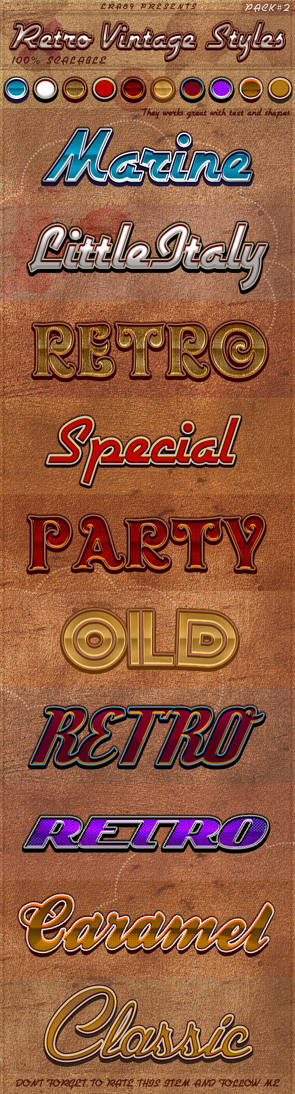 Retro Vintage Styles pack 2 - Text Effects Styles