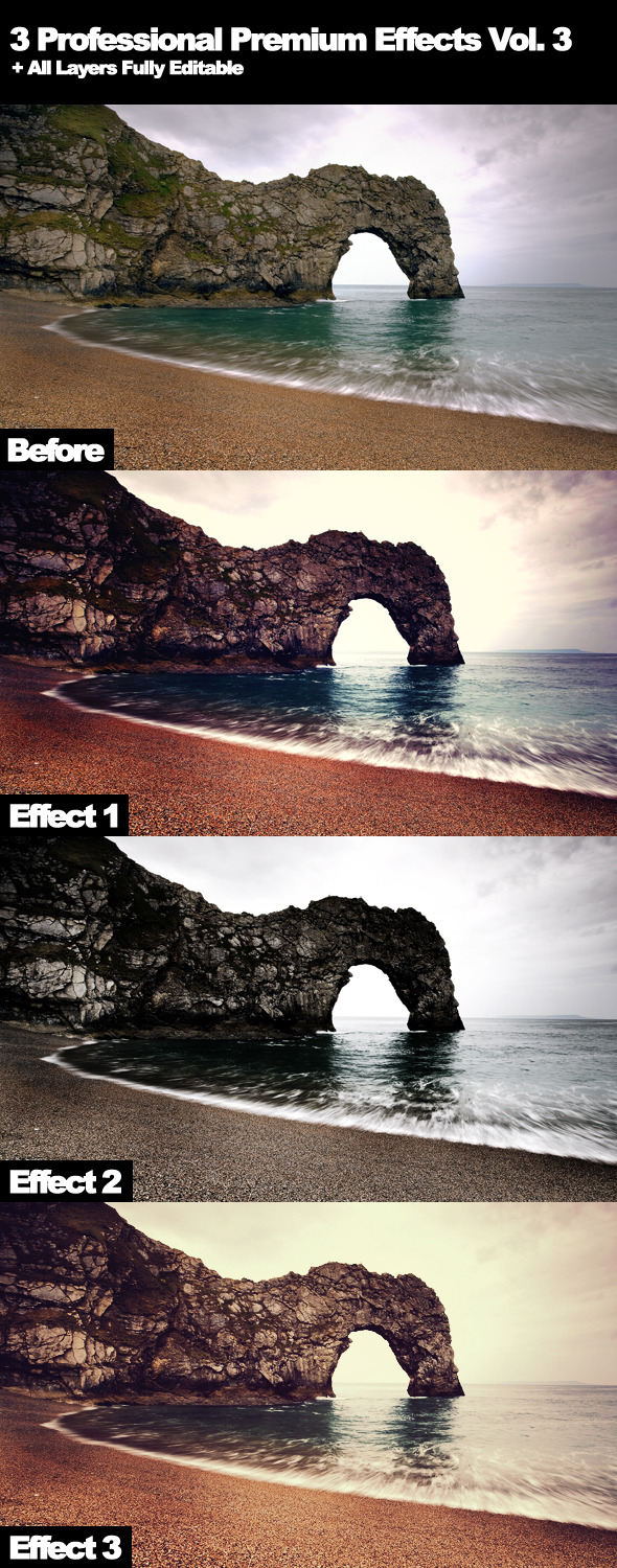 3 Professional Premium Effects Vol. 3 - Photo Effects Actions