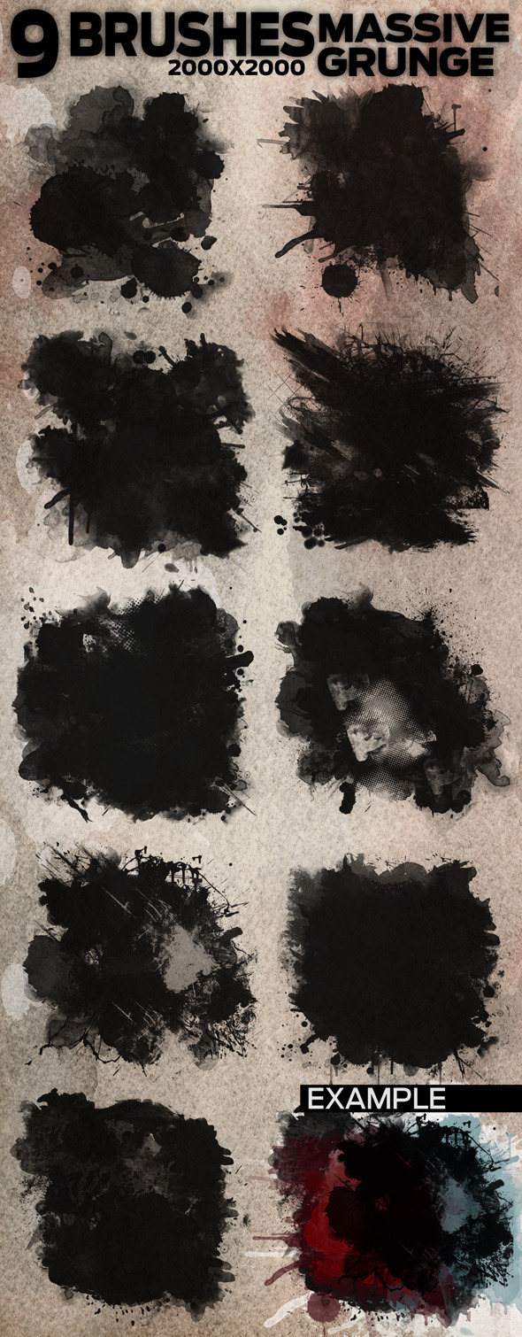 9 Massive Grunge Brushes - 2000x2000 - Grunge Brushes