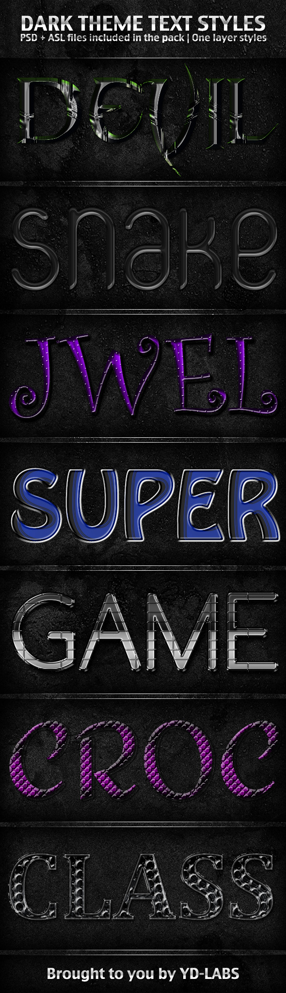 Dark Theme Text Styles - Text Effects Styles