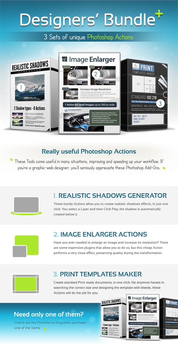 Designers Bundle, Professional photoshop Actions Pack - 3 in 1