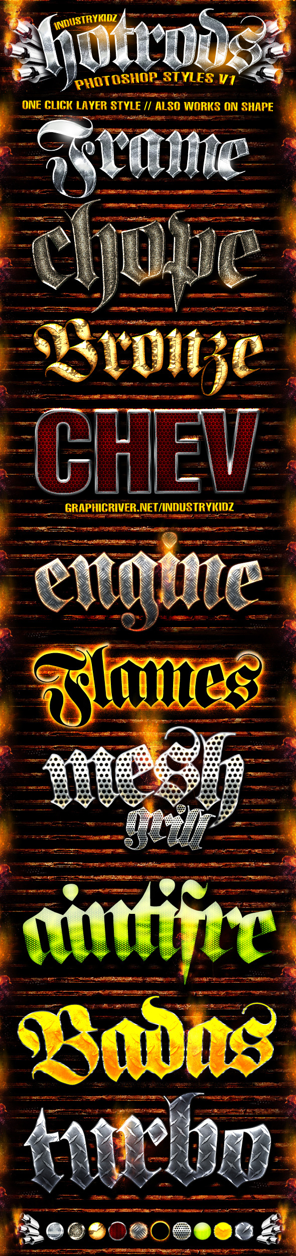 Hotrods Photoshop Styles V1 - Text Effects Styles