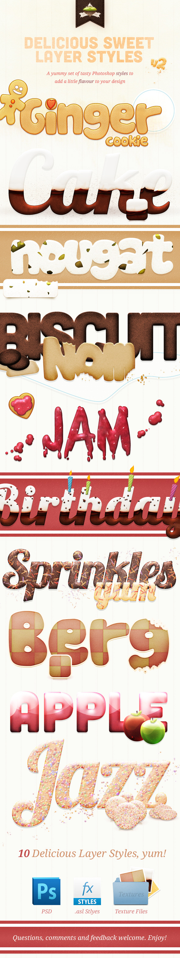 Delicious Sweet Layer Styles v2 - Text Effects Styles
