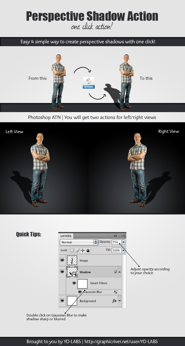 Perspective Shadow Action - Photo Effects Actions