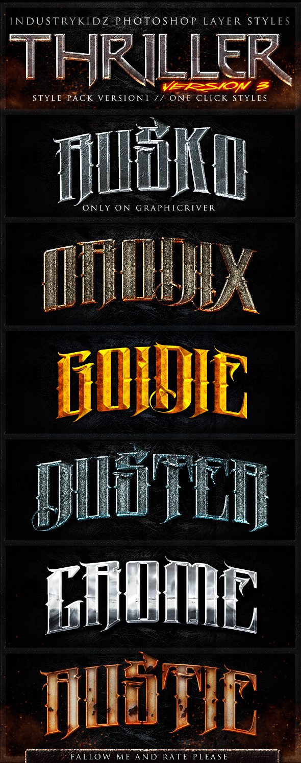 Thriller Photoshop Layer Styles V3 - Text Effects Styles