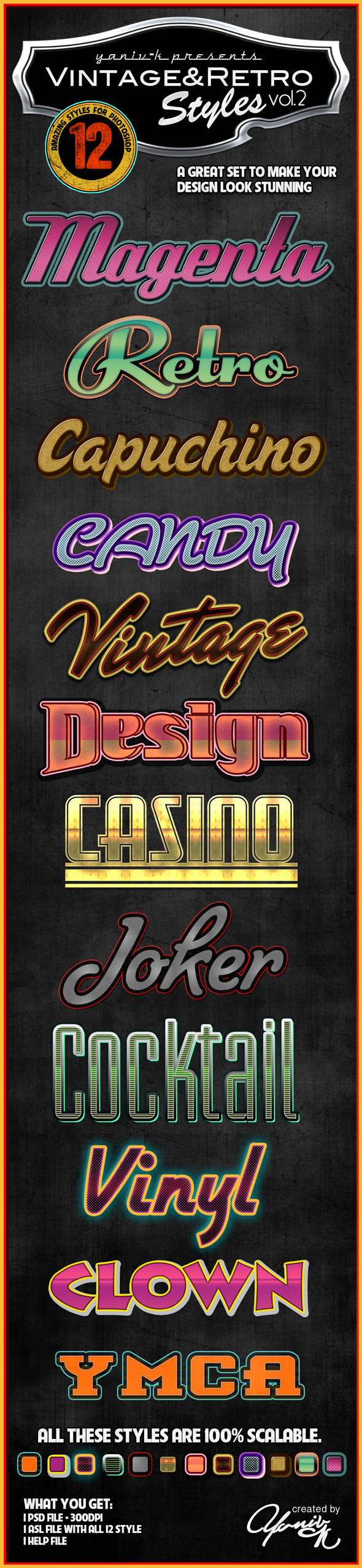 Vintage Retro Photoshop Styles Vol.2 - Text Effects Styles