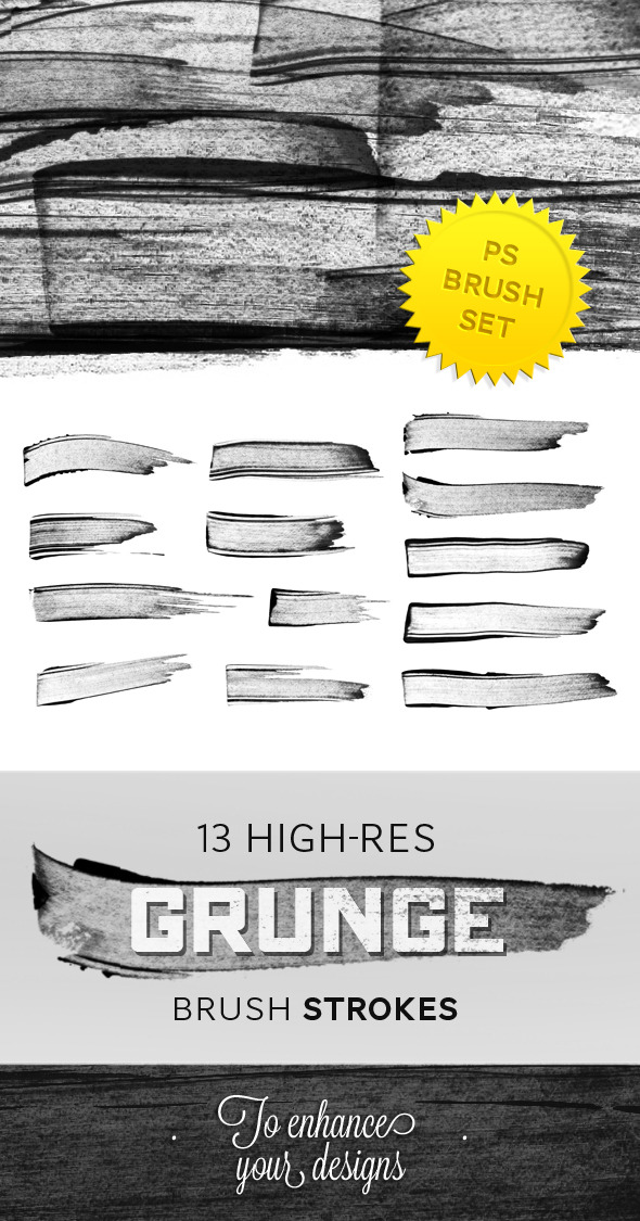 Hi-Res Grunge Brush Strokes - Photoshop Add-ons