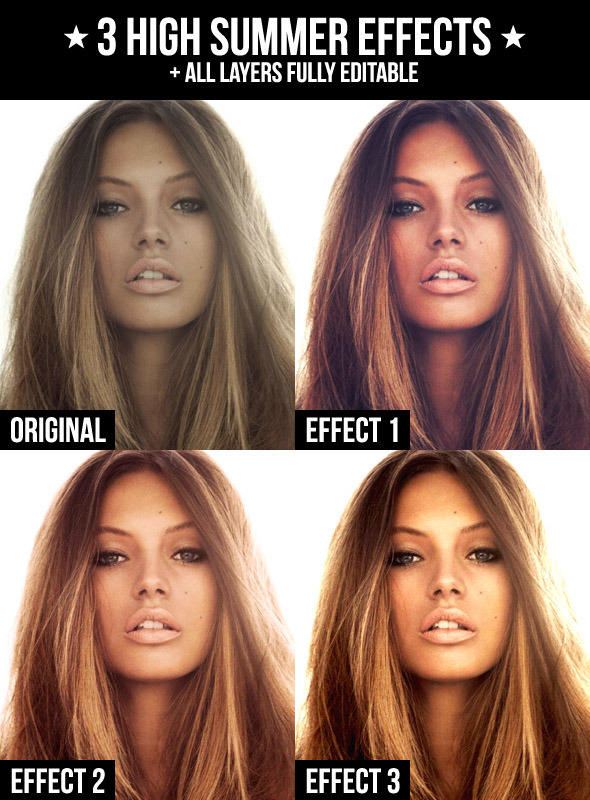 3 High Summer Effects - Photo Effects Actions