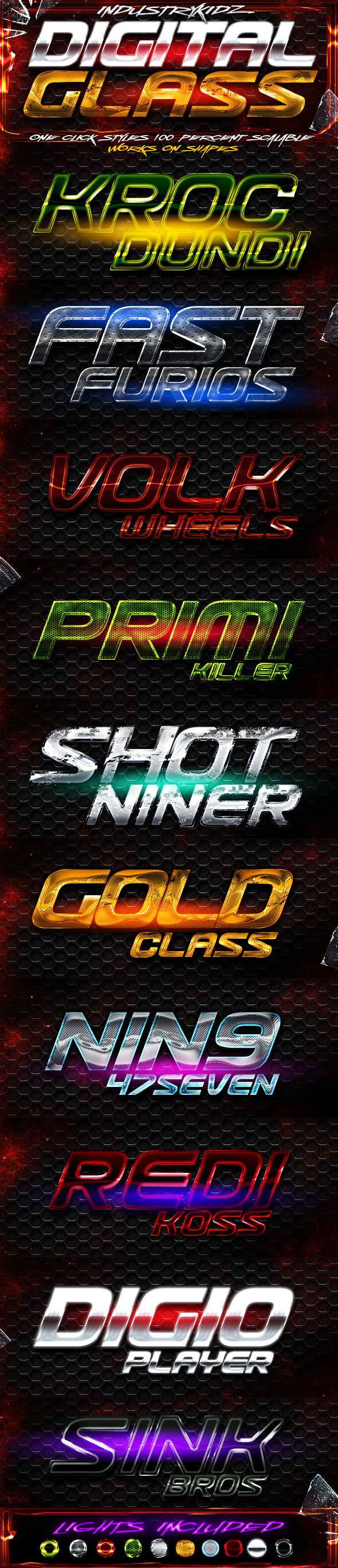 Digital Glass Photoshop Styles - Text Effects Styles