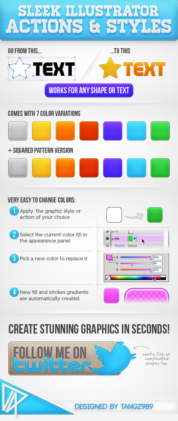 Sleek Illustrator Actions & Styles - Actions Illustrator