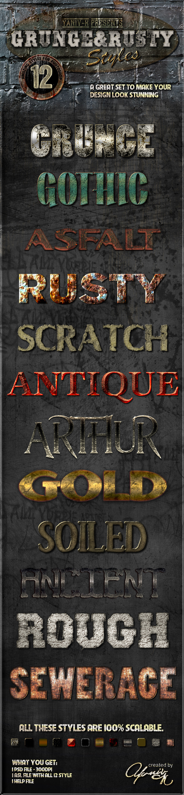 Grunge Rusty Photoshop Styles Vol.1 - Text Effects Styles