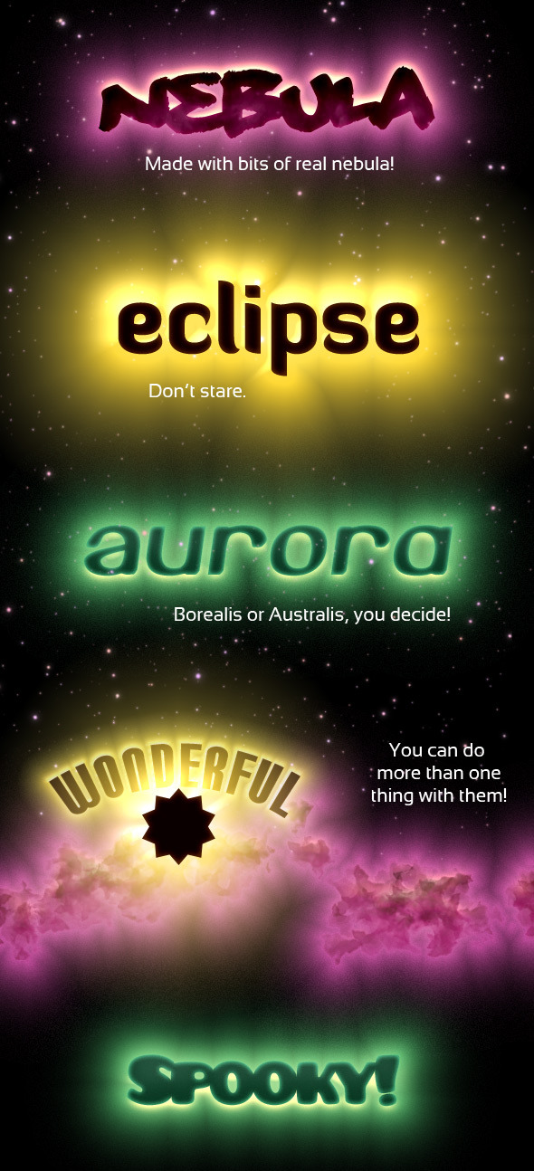 3 Celestial Photoshop Styles - Text Effects Styles