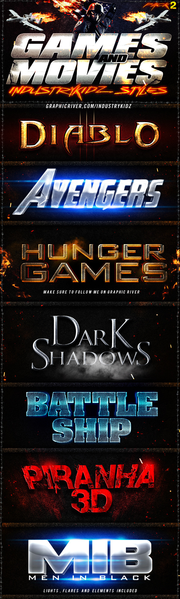 Game and Movies Photoshop Styles V2 - Styles Photoshop
