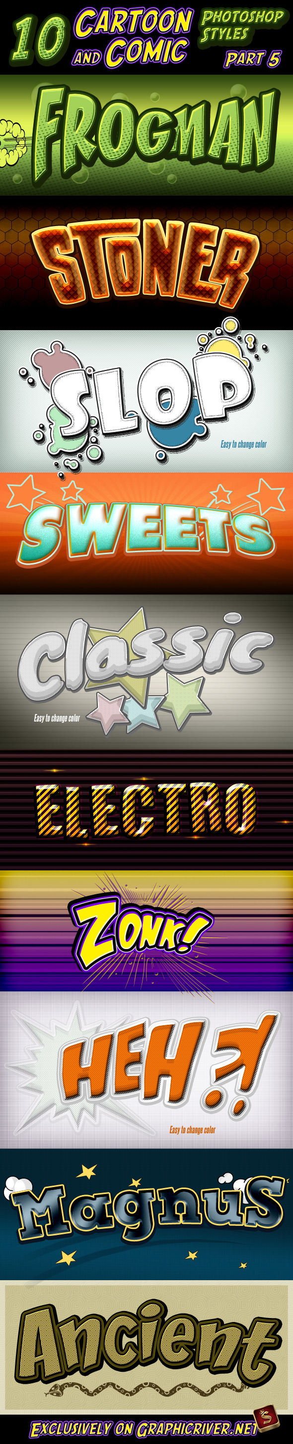 Cartoon and Comic Book Styles - Part 5 - Text Effects Styles