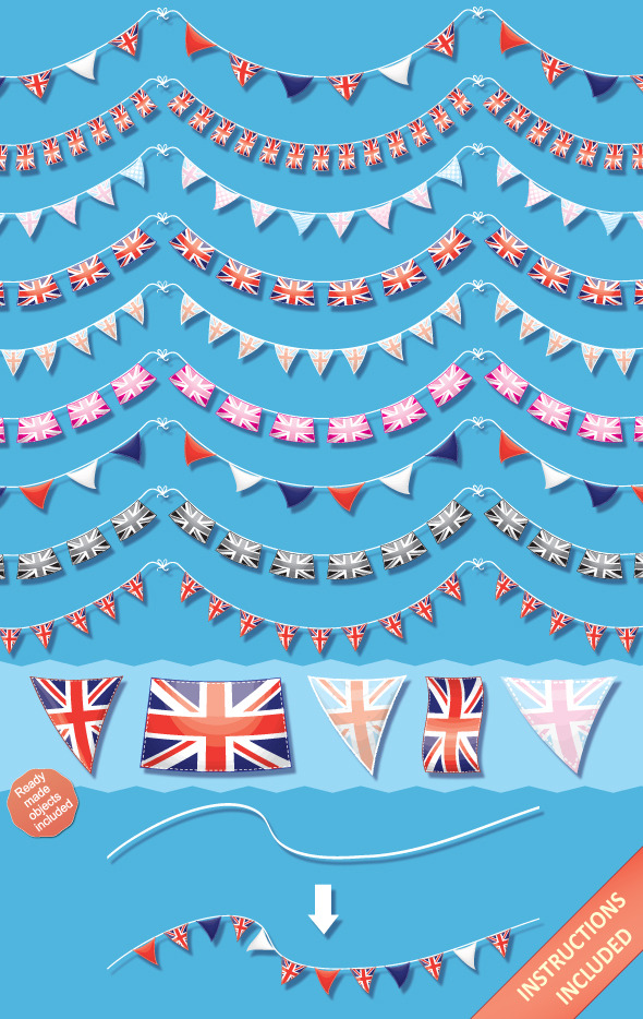 Union Jack Bunting Brushes and Ready-Made Objects - Brushes Illustrator