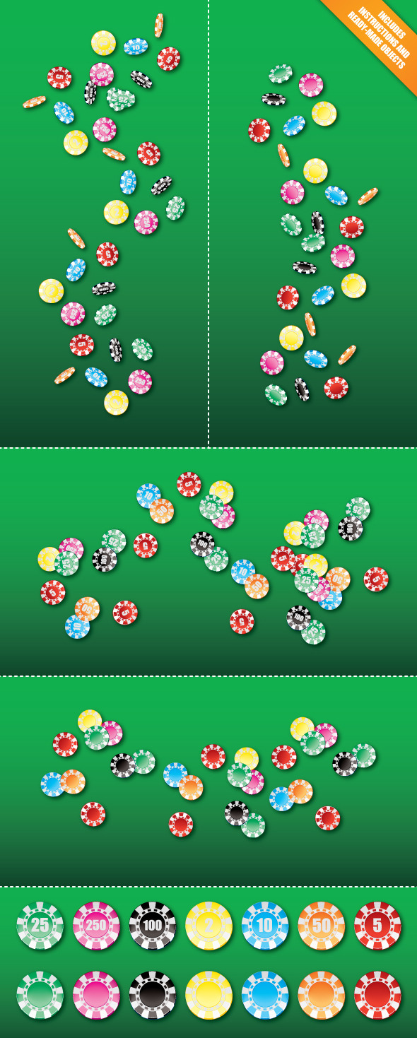 Poker Chip Scatter Brush & Ready-made Objects - Brushes Illustrator