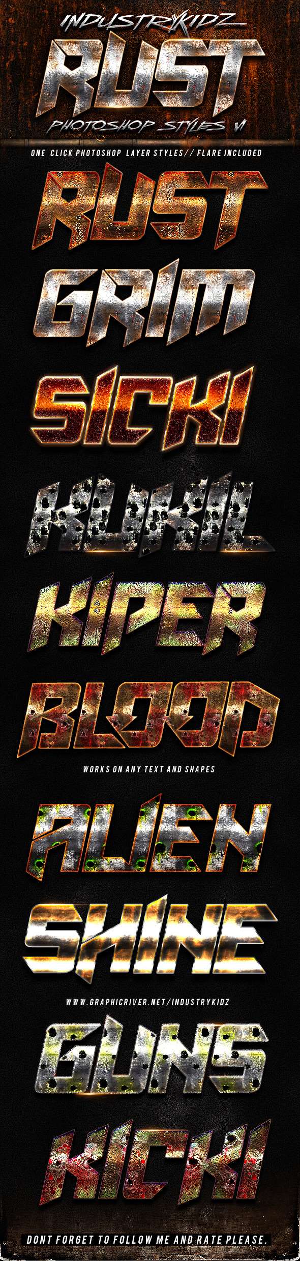 Rust Photoshop Layer Styles v1 - Text Effects Styles