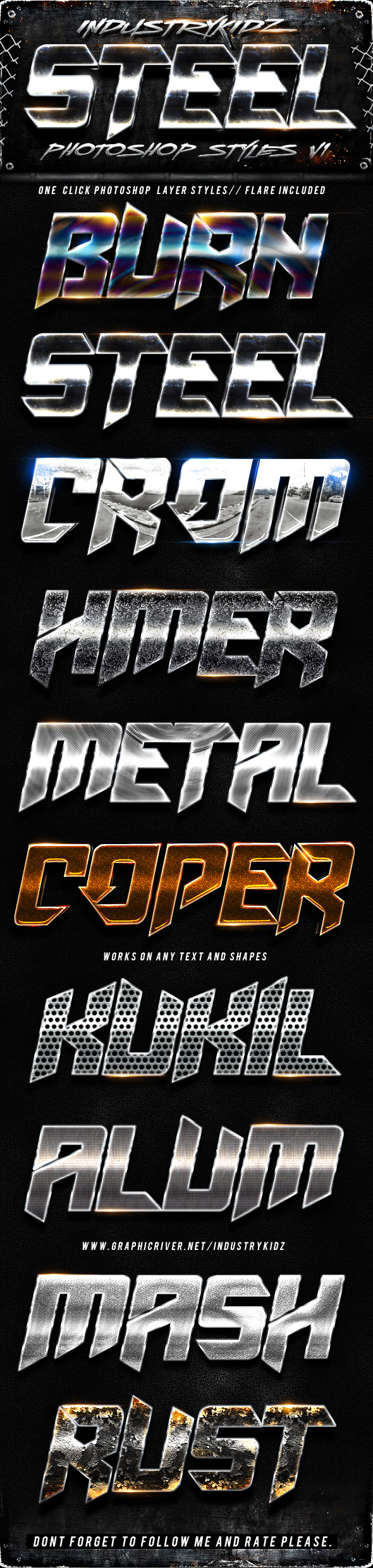 Steel Photoshop Layers Styles V1 - Styles Photoshop