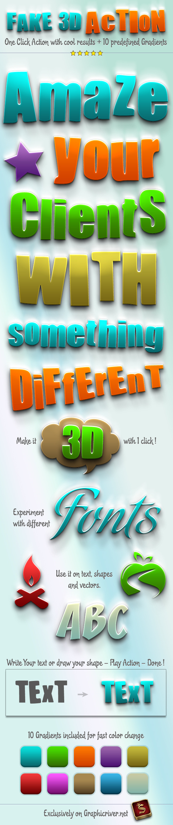 Fake 3D Photoshop Action - Actions Photoshop
