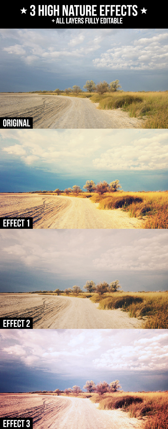 3 High Nature Effects - Actions Photoshop