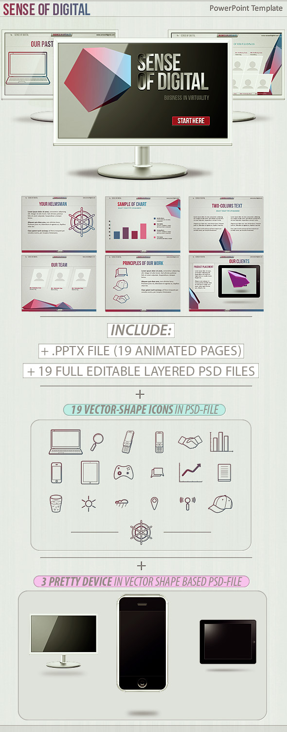 Sense Of Digital PowerPoint Template - Business PowerPoint Templates