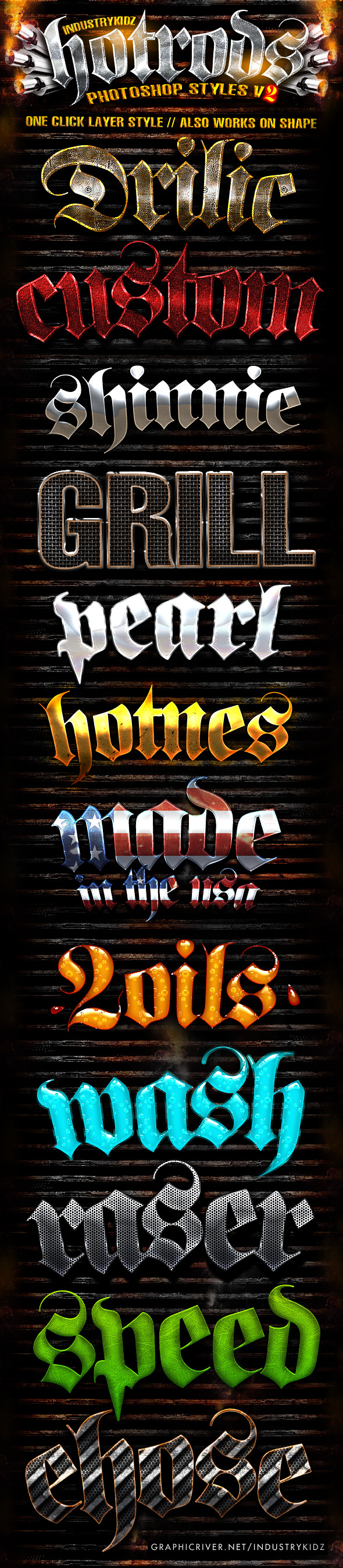 Hotrods Photoshop Styles V2 - Text Effects Styles