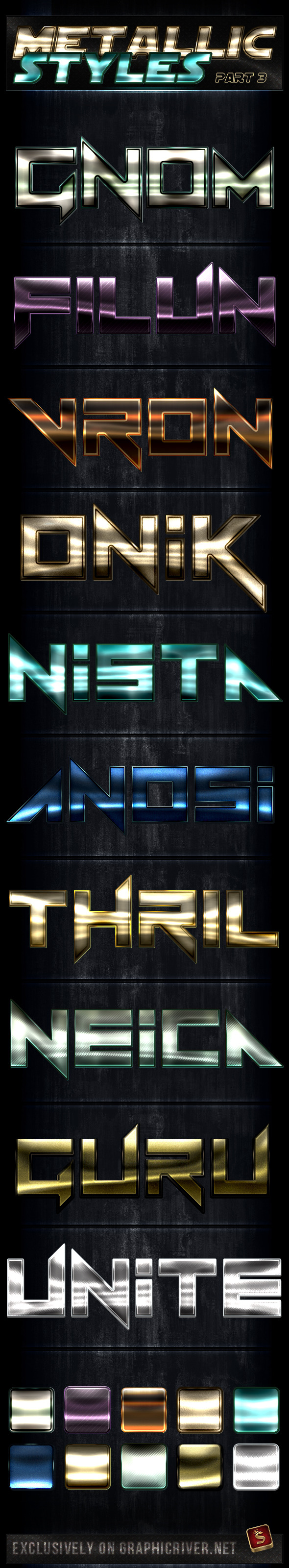Unique Metallic Styles - Part 3 - Text Effects Actions