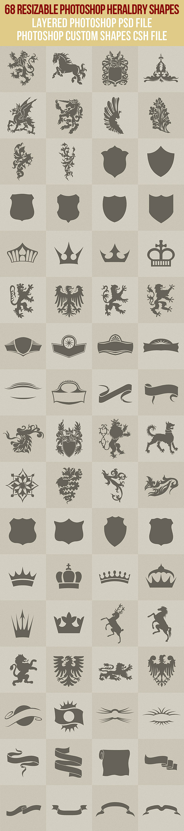 68 Photoshop Heraldry Shapes 1 - Symbols Shapes