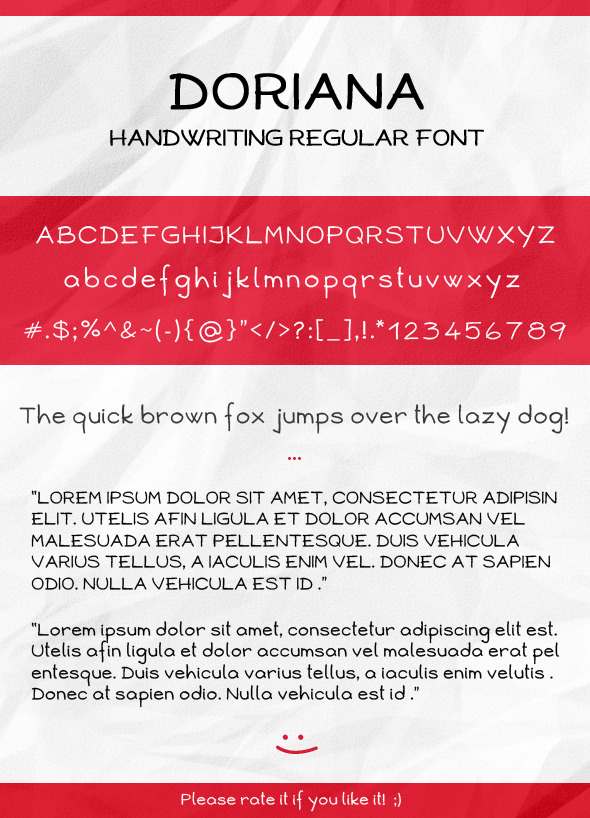 Doriana Handwriting Regular Font - Handwriting Fonts